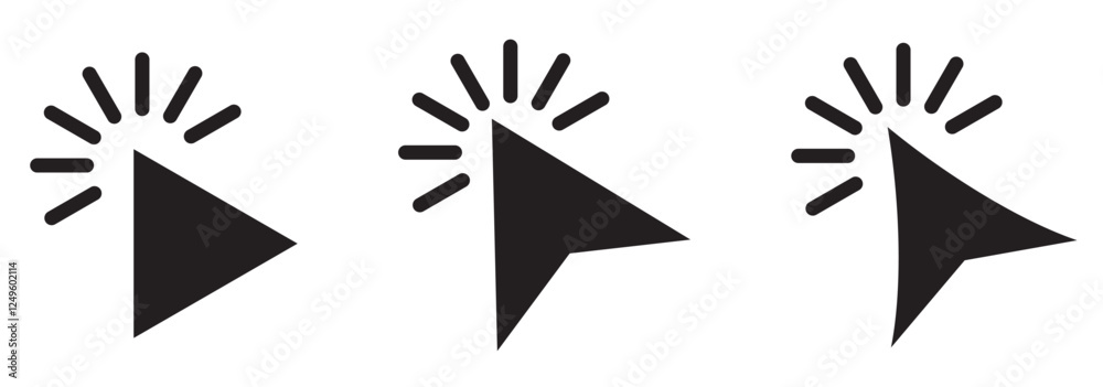 Fototapete Computer mouse click cursor icon set. Hand and arrow pointer cursor - stock vector 10eps.