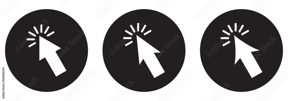 Fototapete Computer mouse click cursor arrow icons set. Clicking cursor. Hand cursors icons click set. Pointer click icon. Loading icon