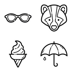 Essential Flat Icon Set Isolated On White Background