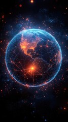 Obraz premium Global Network: Connections Illuminate Earth's Future