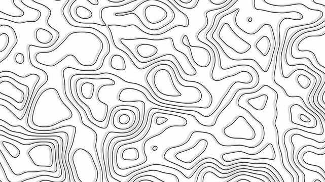 White animated topographic lines moving background, contour lines animation 4k animated vertical backdrop