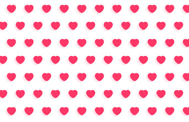 A seamless pattern of bright pink hearts against a clean white background. This decorations for Valentine's Day. PNG