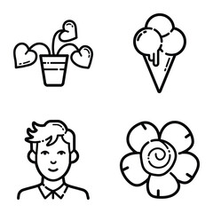 Essential Flat Icon Set Isolated On White Background