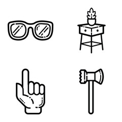 Essential Flat Icon Set Isolated On White Background