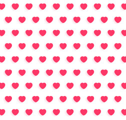 A seamless pattern of bright pink hearts against a clean white background. This decorations for Valentine's Day. PNG