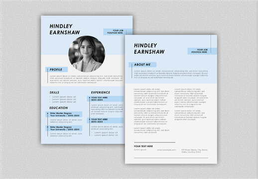 Light Blue Modern Professional Resume Template Design