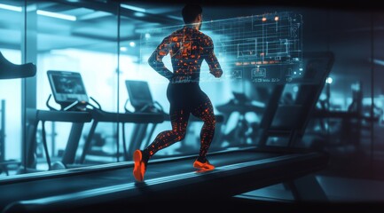 Fitness runner, treadmill, gym, biometrics, data visualization