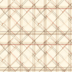 Fototapeta premium An elegant seamless pattern features a classic plaid design in soft, neutral tones of beige, cream, and light brown.