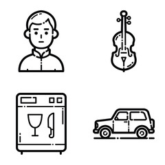 Essential Flat Icon Set Isolated On White Background