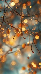 Fototapeta premium Golden Bokeh Branch.