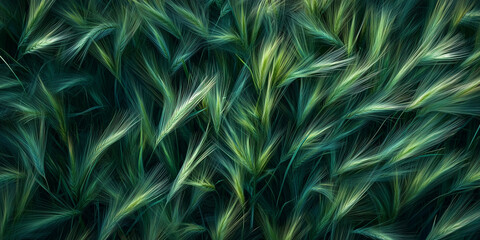 Obraz premium Texture of unripe green wheat field. Wheat field sways in the wind