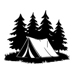 Silhouette of camping