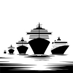 silhouette of a boats
