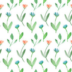 seamless pattern with red tulips