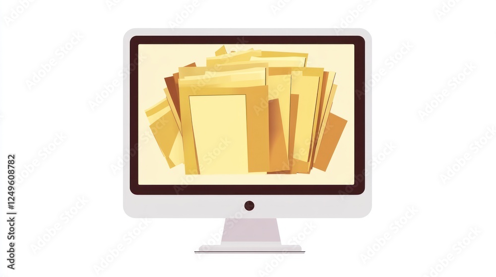 Poster computer screen displaying files, digital folders, document management, useful for web-based applica