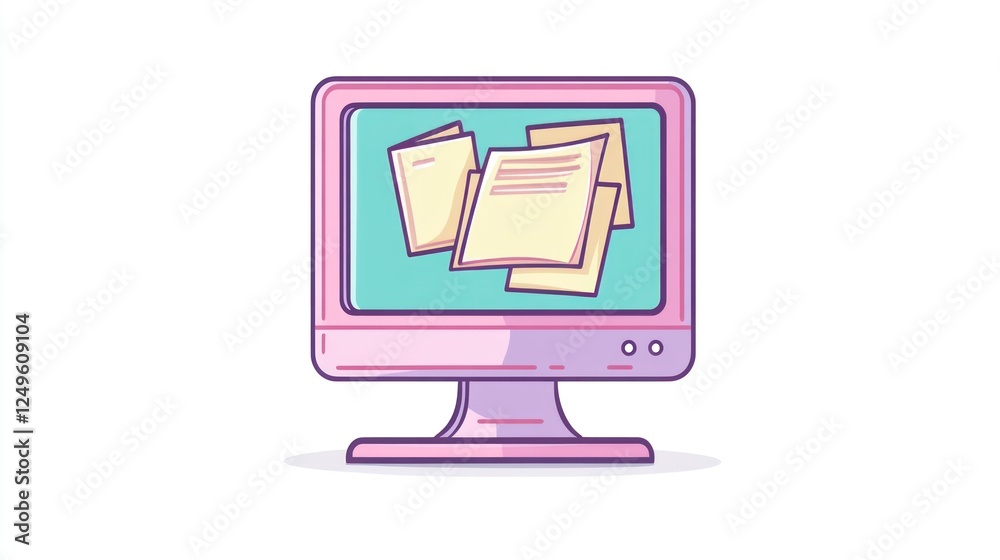 Poster computer screen displaying documents