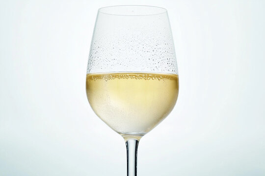 White wine in a glass with drops of condensate - Powered by Adobe
