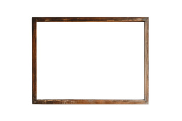 Aged wooden frame, carved on a transparent background, PNG.