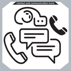 Contact and Communication Icon Set Outline Icons for Business Cards