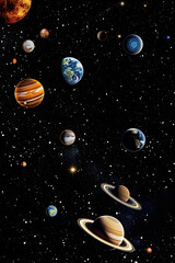 Artistic Illustration of Planets in our Solar System and Outer Space