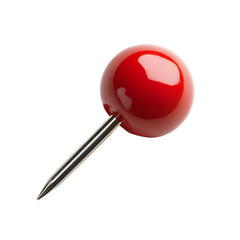 Vibrant Red Push Pin on Stark White Background