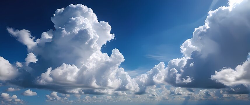 Vivid image of a magnificent blue sky with puffy white clouds capturing the essence of serenity and joy that a broad horizon brings
