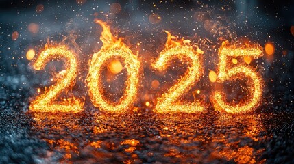 Fiery representation of the year 2025, symbolizing change and new beginnings.