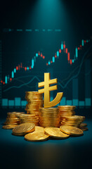 Turkish Lira Rising: Investment & Currency Growth | Golden Coins & Stock Market Chart | Secure Your Future in Turkey's Economy!