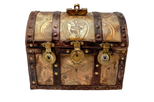 Vintage Treasure Box Positioned on Clear Background for Eye-Catching Designs
