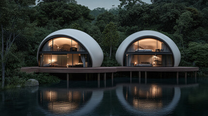 Nowoczesne eco-hotele przy malowniczym jeziorze w Hongkongu