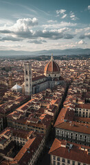 Fototapeta premium Florence From Above: Majestic Duomo & Tuscan Rooftops - A Breathtaking View of Italy's Renaissance City!