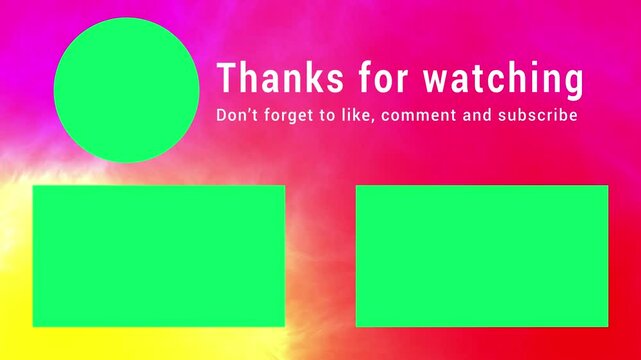 Animated End screen with green screen placeholder for social media video