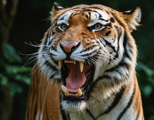 Fototapeta premium un tigre feroz con la boca abierta