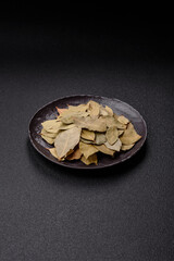 Dried bay leaves, spice, seasoning for cooking at home