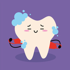 Cute Cartoon Tooth with Foam children dental Illustration