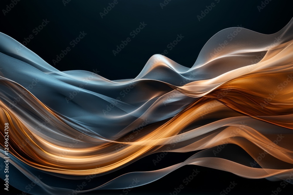 Poster colorful wave patterns create dynamic flow and movement set against a dark background in an abstract