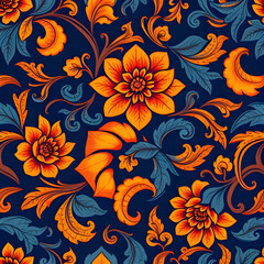 Ornate Anatolian Floral Tapestry Seamless Pattern