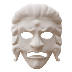 Comedy and tragedy mask isolated on white, transparent. Ancient drama theater accessory