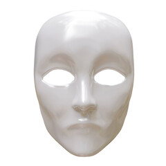 White mask isolated on white, transparent. Carnival and theater face disguise
