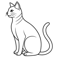 Fototapeta premium Cat illustration, stylized feline, black and white drawing, striped pattern, side view, sleek curves, minimalist design