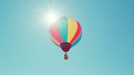 Obraz premium Colorful Hot Air Balloon Soaring In Sunny Sky