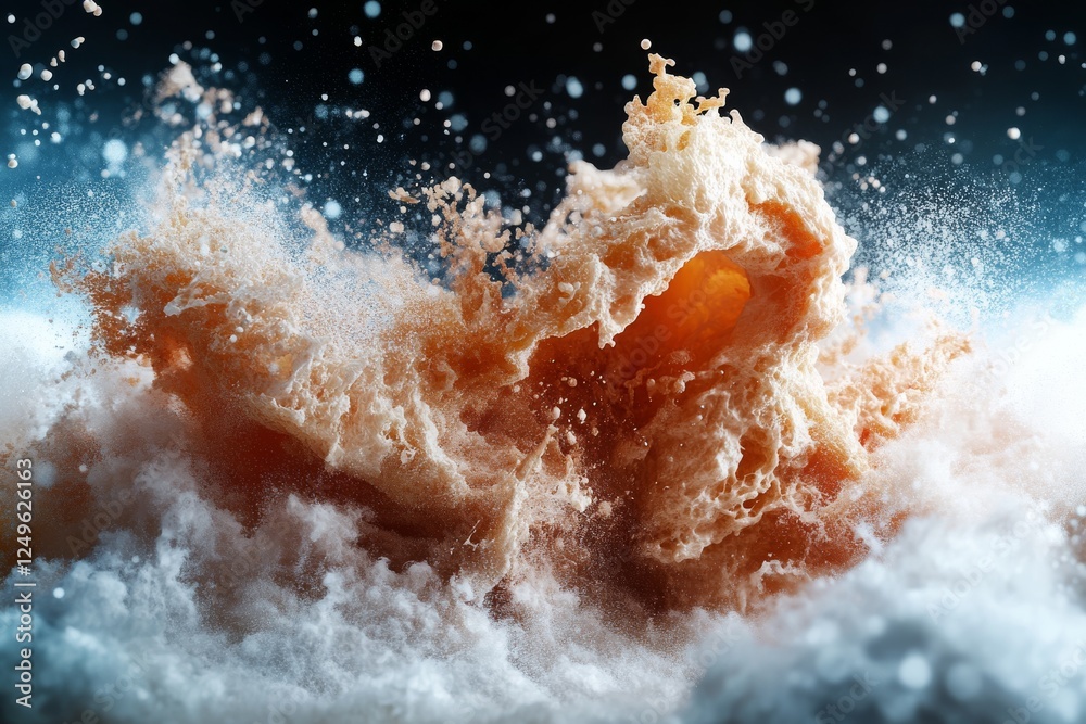 Poster dynamic splashes of water create mesmerizing patterns in a vibrant atmosphere during the late aftern