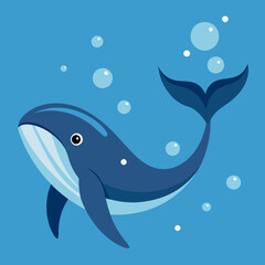 A whale swimming through the ocean with bubbles