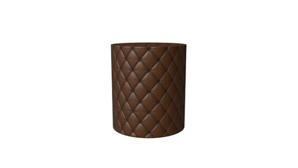 Cylindrical leather stand for objects and things. Transparent background.