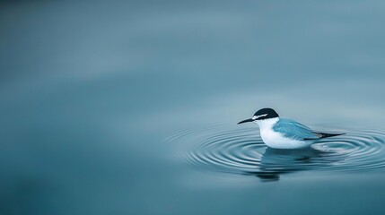 Obraz premium Blue-and-white bird perched atop water body with rippling surface