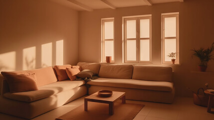A vibrant living room featuring a teal sofa with white cushions on one side