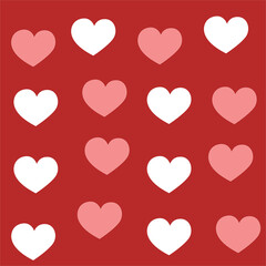 Seamless Heart Pattern on Red Background 