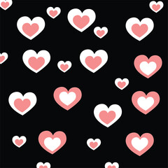 Minimalist Seamless Heart Pattern on Black Background 