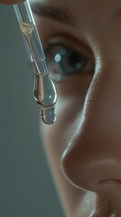   Close-up of an eye with liquid dripping from the corner