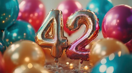 Celebration of life with vibrant balloons and sparkling numbers marking a special milestone birthday